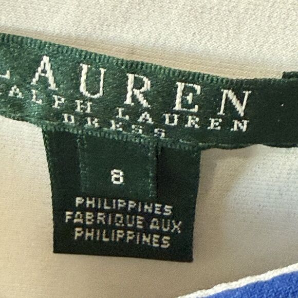 RALPH LAUREN Floral Matte Jersey Sheath Dress Ruched Side Sz 8 Travel Knit Lined - Picture 2 of 16